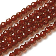 Natural Carnelian Beads Strands, Faceted, Round, Red, 3~3.5x2~3.5mm, Hole: 0.2mm, about 119~178pcs/strand, 15~15.5 inch(41.3~41.7cm)(G-F596-12A-3mm)