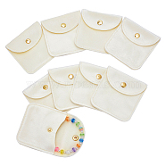 Velvet Jewelry Flap Pouches, Envelope Bag with Snap Button for Earrings, Bracelets, Necklaces Packaging, Square, Cornsilk, 8x7.9cm(TP-WH0007-12G-01)
