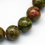 Natural Unakite Round Beads Strands, 4.5mm, Hole: 1mm, about 96pcs/strand, 15.5 inch(G-S175-4mm)