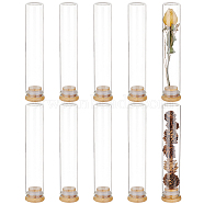 10Pcs Glass Bead Storage Tubes, Bead Containers, with Bamboo Cap, Clear, 3.25x16cm, Inner Diameter: 2.55cm, Capacity: 80ml(2.71fl. oz)(AJEW-BC0006-90B)