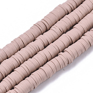 Handmade Polymer Clay Bead Strands, Heishi Beads, for DIY Jewelry Crafts Supplies, Disc/Flat Round, Rosy Brown, 6x0.5~1mm, Hole: 2mm, about 320~450pcs/strand, 15.35 inch~16.92 inch(39~43cm)(X-CLAY-S094-6mm-A01)