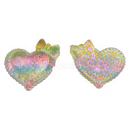 Transparent Epoxy Resin Cabochons, with Paillettes, Heart, Colorful, 23x24x8mm(CRES-N034-45)