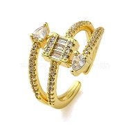 Brass with Cubic Zirconia Rings, Real 18K Gold Plated, Mixed Shapes, Inner Diameter: US Size 7 1/4(17.5mm)(RJEW-B057-03G-01)