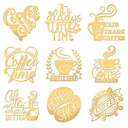 Nickel Decoration Stickers, Metal Resin Filler, Epoxy Resin & UV Resin Craft Filling Material, Daily Life, Coffee Pattern, 40x40mm, 9 style, 1pc/style, 9pcs/set(DIY-WH0450-038)