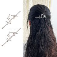Alloy Hair Sticks, Hollow Hair Ponytail Holder, for DIY Japanese Style Hair Stick Accessories, Star, Platinum, 53x34x1.5mm(OHAR-Z001-02P)