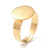 Ion Plating(IP) Adjustable 304 Stainless Steel Finger Rings Components, Pad Ring Base Findings, Flat Round, Real 18K Gold Plated, Tray: 12mm, 4mm, US Size 6 1/2(16.9mm)(STAS-P291-03C-G)