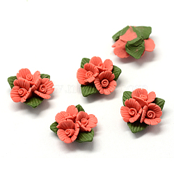 Handmade Porcelain Cabochons, China Clay Beads, Flower, Red, 19~20x18~19x9~10.5mm(PORC-S1003-21B)