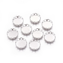 316 Surgical Stainless Steel Lace Edge Bezel Cups, Cabochon Settings, Flat Round, Stainless Steel Color, Tray: 12mm, 13x3mm(X-STAS-I118-07P-02)