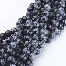 Natural Snowflake Obsidian Beads Strands, Round, 8mm(X-GSR009)