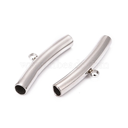 Tarnish Resistant Curved 304 Stainless Steel Tube Tube Bails, Loop Bails, Bail Beads, Stainless Steel Color, 32~33.5x8mm, Hole: 2mm(STAS-I045-44)