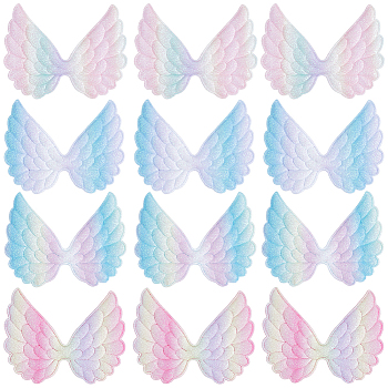40Pcs 4 Colors Angel Wing Shape Sew on Patches Applique, DIY Sewing Craft Decoration for Clothes Jeans, Mixed Color, 73x96x2mm, 10pcs/color