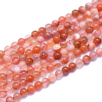 Natural South Red Agate Beads Strands, Round, 4mm, Hole: 0.7mm, about 86pcs/Strand, 15.55 inch(39.5cm)