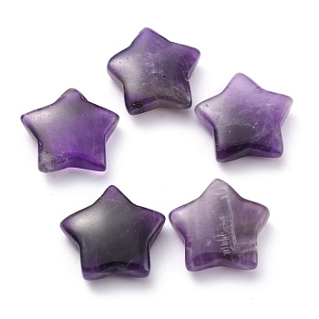 Natural Amethyst Beads, No Hole, Star, 20~21x20~21x6~6.5mm