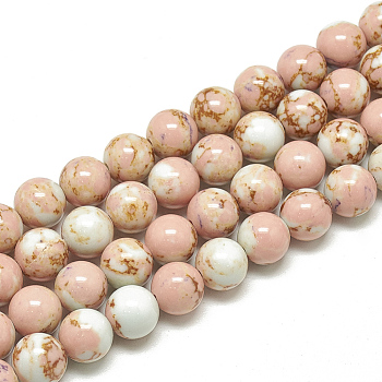 Synthetic Imperial Jasper Beads Strands, Dyed, Round, Misty Rose, 4mm, Hole: 0.5mm, about 93~97pcs/strand, 14.76~15.35 inch(37.5~39cm)