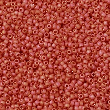 TOHO Round Seed Beads, Japanese Seed Beads, (410F) Orange Opaque Rainbow Matte, 11/0, 2.2mm, Hole: 0.8mm, about 1110pcs/10g