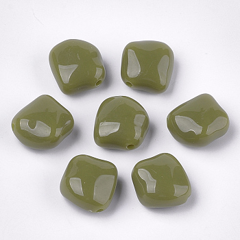 Acrylic Beads, Nuggets, Olive, 23.5x23x12.5mm, Hole: 2.5mm, about 125pcs/500g