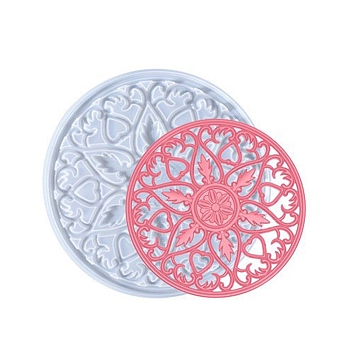 DIY Cup Mat Silicone Molds, Resin Casting Molds, for UV Resin & Epoxy Resin Craft Making, Flat Round, Flower Pattern, 200x6mm