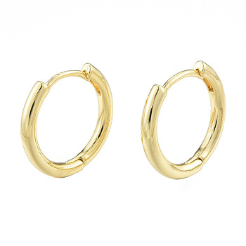Brass Hinged Hoop Earrings for Women, Nickel Free, Golden, 18x19.5x2.5mm, Pin: 1mm