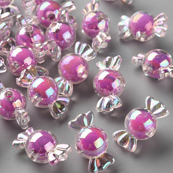 Transparent Acrylic Beads, Bead in Bead, AB Color, Candy, Camellia, 11.5x21.5x11.5mm, Hole: 2.5mm, about 393pcs/500g