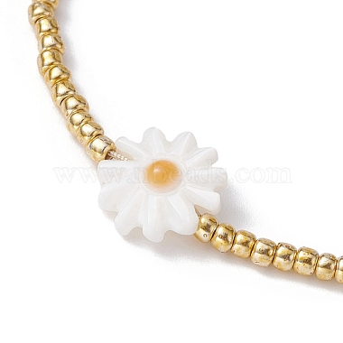 Flower Natural Shell & Glass Seed Braided Bead Bracelets(BJEW-JB09920)-3