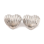 Brass Stud Earrings for Women, Lead Free & Cadmium Free, Heart, Platinum, 28.5mm(EJEW-U015-07P-03)
