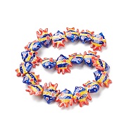 Handmade Porcelain Beads, Fish, Orange, 17~18x21~22x7~7.5mm, Hole: 2mm(PORC-G002-54D)