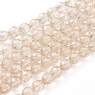 Electroplate Glass Beads Strands, Pearl Luster Plated, Faceted, Strawberry, Bisque, 6~6.5x6mm, Hole: 1.2mm, about 78pcs/strand, 18.9 inch(48cm)(EGLA-L018-A-PL01)