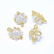 Brass Micro Pave Cubic Zirconia Links, Square, Clear, Real 18K Gold Plated, 10x7x4mm, Hole: 0.8mm(KK-F764-16G)