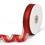 Solid Color Organza Ribbons, for Party Decoration, Gift Packing, Dark Red, 1"(25mm), about 50yard/roll(45.72m/roll)(ORIB-E005-B05)