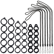 24Pcs 2 Style Silicone Rings with 12Pcs Adjustable Necklace Lanyard Anti-Lost Pendant Holder, for Pen, Phone, Badge Holder, Black, Inner Diameter: 1.3cm(DIY-GF0008-09B)