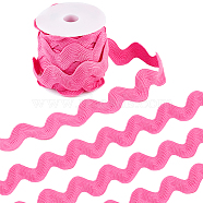 10 Yards Polyester Wavy Fringe Trim Ribbon, Wave Bending Lace Trim, for Clothes Sewing and Art Craft Decoration, Hot Pink, 1-1/2 inch(37mm)(OCOR-GF0003-27D)