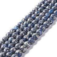 Natural Blue Calcite Beads Strands, with Zinc Alloy Line, Round, 8mm, Hole: 1.2mm, about 50~51pcs/strand, 15.94''(40.5cm)(G-K317-A22)