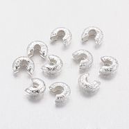 Brass Crimp Beads Covers, Silver Color Plated, 3.2mm In Diameter, Hole: 1.2mm(X-KK-G015-S)