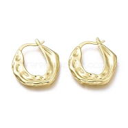 Brass Hoop Earrings, Long-Lasting Plated, Hammered, U Shape, Real 18K Gold Plated, 25.6x22.6x6.2mm, Pin: 1.5mm(X-EJEW-H104-17G)