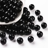 Opaque Acrylic Beads, Round, Black, 8x7mm, Hole: 2mm, about 1745pcs/500g(MACR-S370-C8mm-S002)