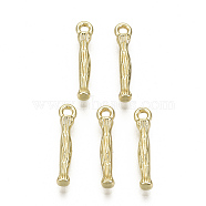 Alloy Pendants, Cadmium Free & Nickel Free & Lead Free, Bamboo Initial Letter, Real 18K Gold Plated, Letter.I, I:16.5x3.5x3mm, Hole: 1.5mm(X-PALLOY-S137-001I-NR)