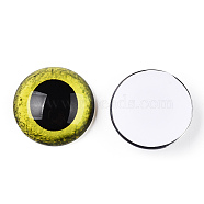 Glass Cabochons, Half Round with Eye, Yellow, 20x6.5mm(GGLA-T004-04E)