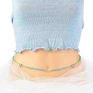 Summer Jewelry Starfish Waist Bead, Glass Seed & Synthetic Turqupise Beaded Body Chains, Bikini Jewelry for Woman, Turquoise, 31.50 inch(80cm)(NJEW-C00028-02)