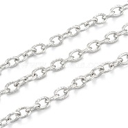 304 Stainless Steel Textured Cable Chains, Unwelded, with Spool, Stainless Steel Color, 8x6x1.3mm, 32.8 Feet(10m)/roll(CHS-O010-04P)