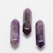 Faceted Natural Amethyst Beads, Healing Stones, Reiki Energy Balancing Meditation Therapy Wand, Double Terminated Point, for Wire Wrapped Pendants Making, No Hole/Undrilled, 30x9x9mm(G-K007-30mm-01)