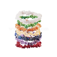 7Pcs 7 Colors Unisex Chip Natural & Synthetic Gemstone Beaded Stretch Bracelets, with Velvet Bag, Inner Diameter: 1-3/4~2 inch(4.5~5cm), 1pc/color(BJEW-SZ0001-017)