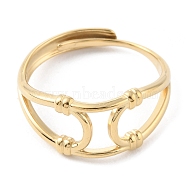 304 Stainless Steel Hollow Knot Adjustable Rings, Real 14K Gold Plated, US Size 7 1/4(17.5mm)(RJEW-D002-11G)