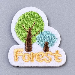 Tree Appliques, Computerized Embroidery Cloth Iron on/Sew on Patches, Costume Accessories, Colorful, 39.5x34.5x1.5mm(DIY-S041-113)