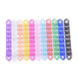 Transparent Acrylic Handmade Curb Chain, Twisted Chain, Mixed Color, 29.5x20.5x6mm, about 39.37 inch(1m)/strand(AJEW-JB00544)