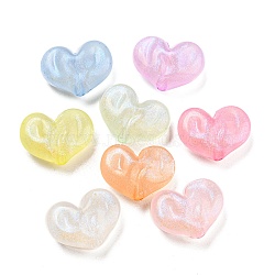 Luminous Acrylic Beads, Glitter Pendants, Glow in the Dark, Heart, Mixed Color, 17.5x24x10mm, Hole: 2.5mm, about 200pcs/500g(MACR-D024-32)
