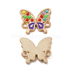 Alloy Enamel Connector Charms, with Colorful Synthetic Turquoise, Butterfly Links, Light Gold, 14.5x17.5x2.5mm, Hole: 1.8mm(PALLOY-F290-20KCG)