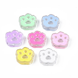 Transparent Acrylic Beads, with Enamel, Cat Paw Print, Mixed Color, 22x25x8.5mm, Hole: 3mm(X-ACRC-S039-06)