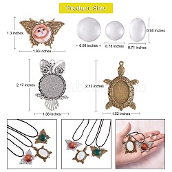 DIY Animal Pendant Jewelry Making Kit, Including Butterfly & Turtle & Owl Alloy Cabochon Settings, Glass Cabochons, Mixed Color, 27Pcs/box(DIY-SZ0008-68)