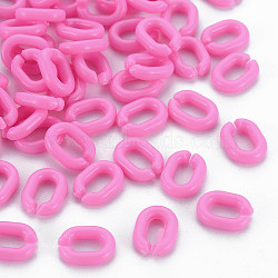Opaque Acrylic Linking Rings, Quick Link Connectors, For Jewelry Chains Making, Oval, Hot Pink, 10x7.5x2.5mm, Hole: 3x5.5mm(MACR-S373-68-A09)