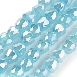 Electroplate Glass Beads Strands, Faceted, Bell, Sky Blue, 4x3.5~4mm, Hole: 1mm, about 98pcs/strand, 13.70''(34.8cm)(EGLA-D030-J4mm-B04)